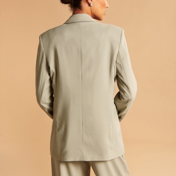 🧡 Abercrombie Single-Breasted Blazer Sage Green - Picture 4 of 7